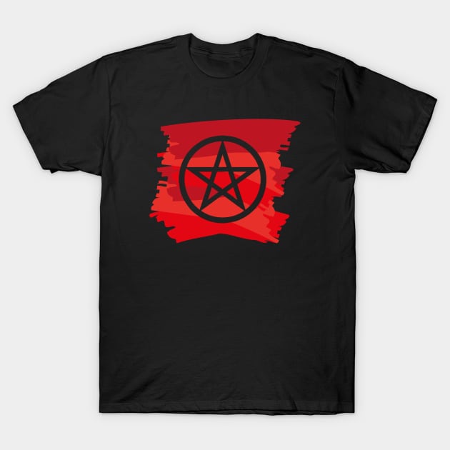 Pagan Pentagram Red Paint Witch Magick T-Shirt by vikki182@hotmail.co.uk